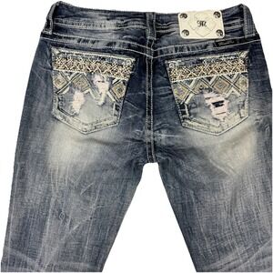 Miss Me Signature Ankle Skinny Jeans 29 Distressed Embellished Western Y2K